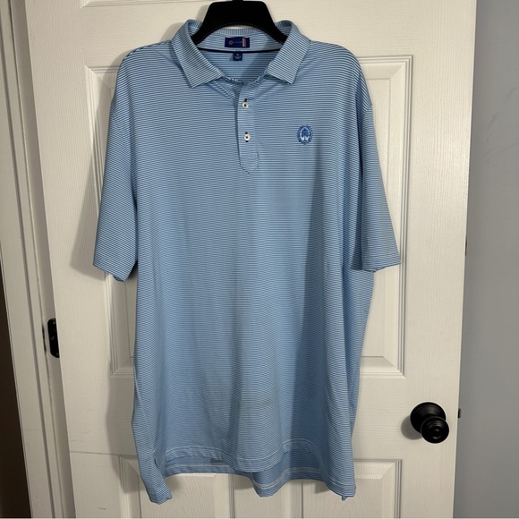 Stitch men's golf polo, XL, blue/white stripe , small logo on front - Picture 1 of 11
